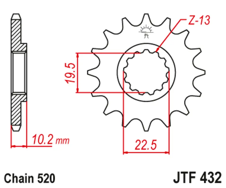 Řetězové kolečko JT JTF 432-14 14 zubů, 520 Víkendová Akce