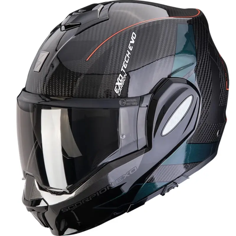 Cenová Bomba SCORPION překlopná přilba EXO-TECH EVO CARBON CAD černo/zelená