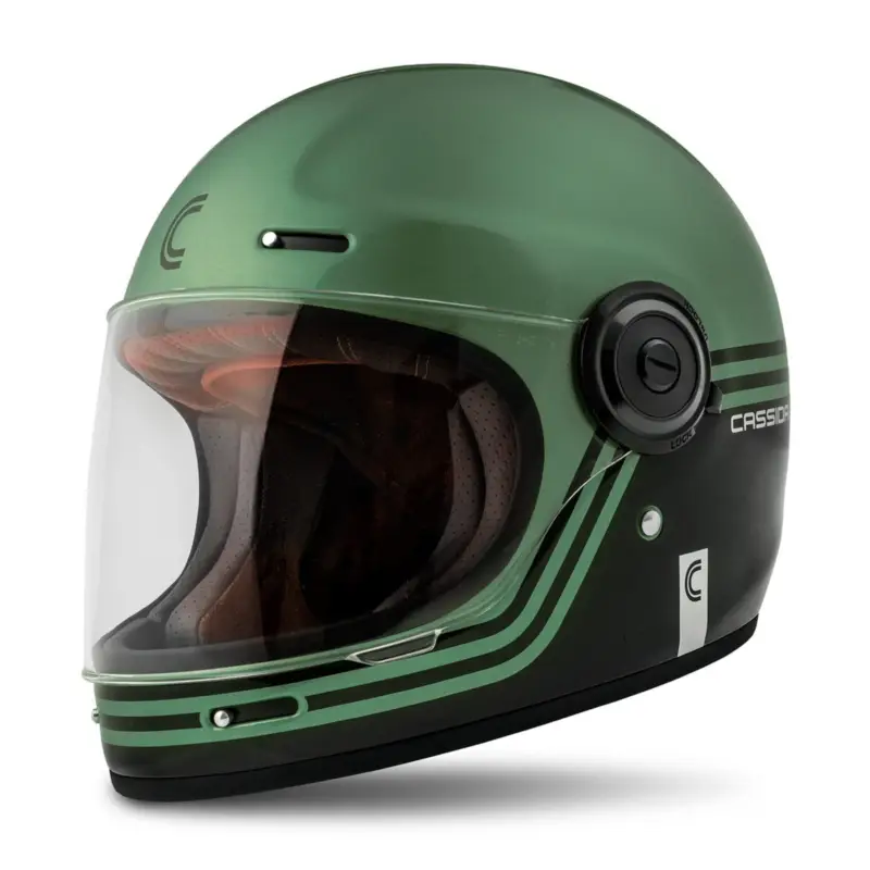 CASSIDA Integrální moto přilba FIBRE Super Hooligan černá metalická zelená šedá Top Prodej