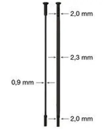 Zlevněný drát nerez Sapim CX Ray 2-2,3/0,9-2 x 280mm přímý černý