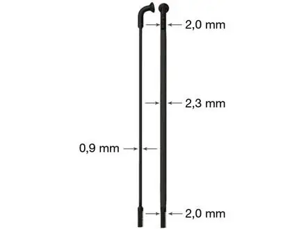 drát nerez Sapim CX Ray 2-2,3/0,9-2 x 302mm černý Vysoce Kvalitní