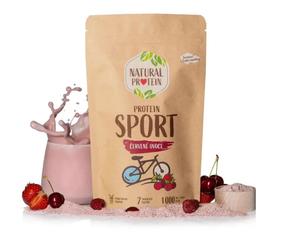 nápoj NaturalProtein protein SPORT 350g červené ovoce Časově Omezené