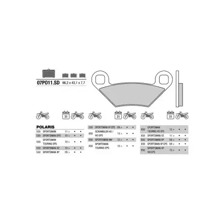 Vysoce Kvalitní Zadní brzdové destičky Brembo Polaris 850 SPORTSMAN TOURING MD 2015 -směs SD