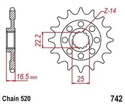Řetězové kolečko DUCATI 950 Hypermotard rok 21-23 Víkendová Akce