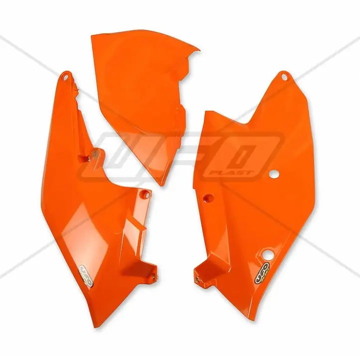 UFO boční tabulky na startovací číslo KTM SX/SXF 16-18, EXC/EXCF TPI 17-19 s krytem vzduchového filtru barva oranžová Finální Výprodej