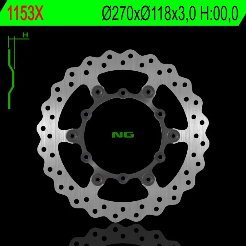 NG přední brzdový kotouč YAMAHA YZF 250/400/426/450 98-24, YZ 125/250 (2T), WR 250/400/426/450F (270X118X3mm) plovoucí (6X6,5mm) WAVE Originální