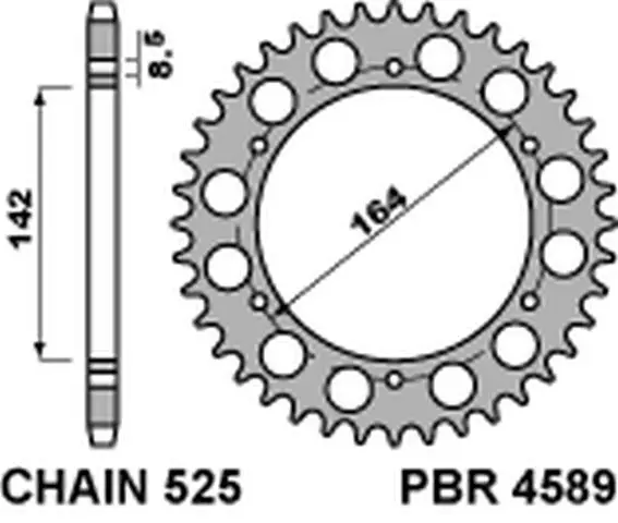 PBR zadní řetězové kolečko 4589 44 C45 HYOSUNG GT 650 COMET 04-'15 (JTR1074.44) (řetěz 525) (MADE IN ITALY) Bezpečná Platba
