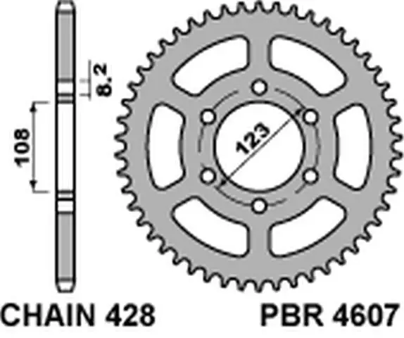 PBR zadní řetězové kolečko 4607 49 C45 DERBI GPR 125 4T 09-13 (řetěz 428) (MADE IN ITALY) Top Prodej