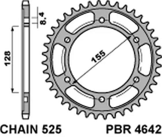 Sleva PBR zadní řetězové kolečko 4642 38 C45 KTM 1290 SUPERDUKE (13-'20) (řetěz 525) (JTR893.38) (kalená ocel) (MADE IN ITALY)