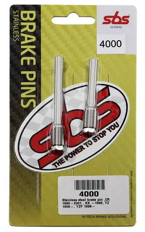SBS závěsy (čepy) brzdových destiček přední / zadní YAMAHA YZ 250 98-18, YZF 01-18, SUZUKI RM 250 99-04, HONDA CR 250 95-01 - sada 2 kusy Přímo Od Výrobce