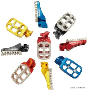 Super Cena ACCEL stupačky KTM SX/SXF/EXC/EXCF 02-15, s regulací šířka, barva oranžová, (komplet 2 kusy)