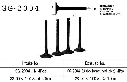 Odeslání Ihned VESRAH sací ventil YAMAHA XJ 650 80-84, XJ650 80-84, XJ 750 82-85 (33,0X7,00X94,20) (16G-12111-00,4H7-12111-00) (1 kus) vyrobeno v Japonsku