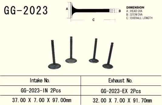 VESRAH výfukový ventil YAMAHA YFM 600 GRIZZLY 98-01, XT 600 87-03, TT600 (2 na vozidlo) (32,0X7,0X91,7 mm) (1VJ-12121-00) (1 kus) vyrobeno v Japonsku Expresní Doručení