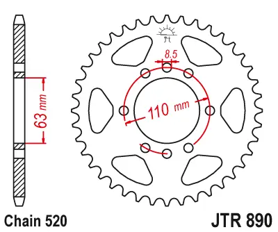 JT řetězové kolo zadní 4675 45 KTM 125 DUKE '14-18, 390 DUKE/RC '13-18 (467545JTZBK)* barva černá Ověřený