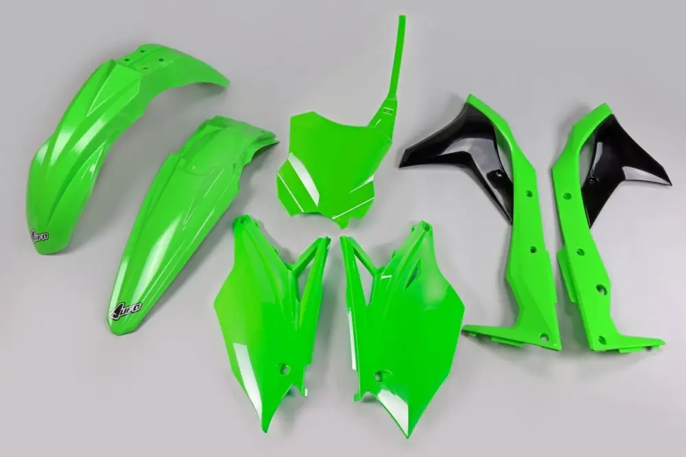 Sleva UFO kompletní sada plastů KAWASAKI KXF 250 18-20 barva OEM 20 (zelená/černá) (KA225E999K)