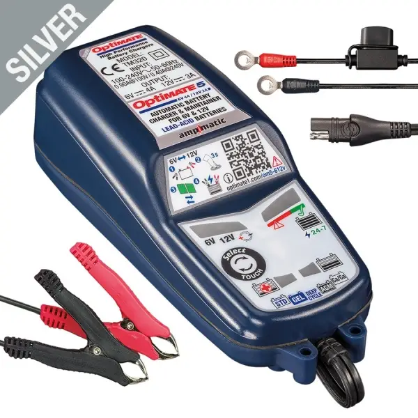 Omezená Nabídka OPTImate nabíječka akumulátorů OPTImate 5 AMPMATIC 6V 4A 3-160AH / 12V 3A 3-120AH, AGM / GEL / STD / SLI / DEEP CYCLE, SAE (EL) - nahrazuje TM222 (12) (TM320)