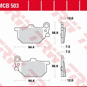 TRW ZF brzdové destičky KH041 organické YAMAHA RD 250/RD 400S 78-79 (přední/zadní) XS 400/750 80-83, XS 850 82 přední Ověřený