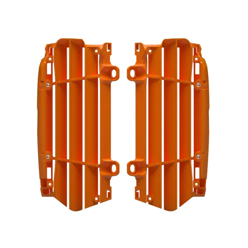 POLISPORT kryty chladiče (mřížky – komplet) KTM SX/SXF 125/150/200/250/350/450 23-26; EXC/EXC-F 125/200/250/300/350/450 24-26; HUSQVARNA TE/FE 24-26; GAS GAS MC/MC-F/EC/EC-F/EW-F/EX/EX-F 24-26 barva oranžová Zlevněný