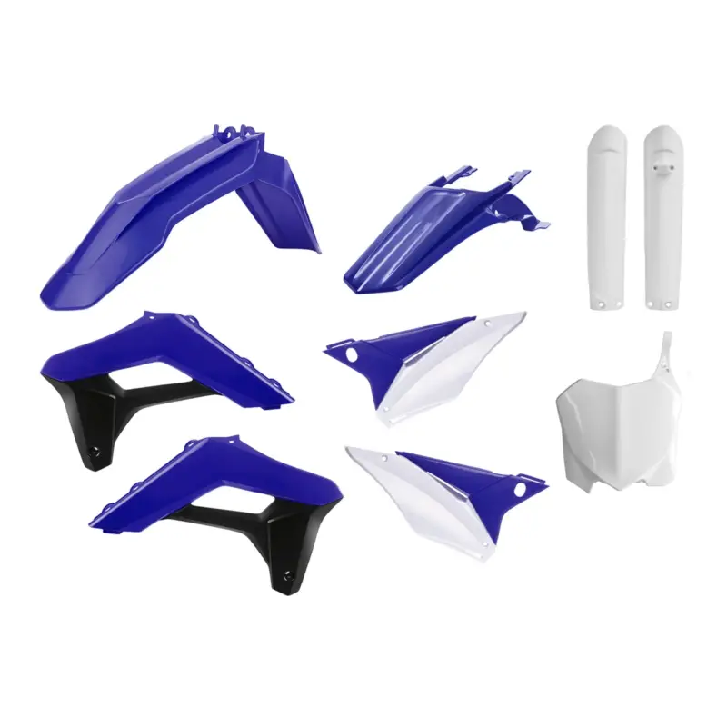 Horká Nabídka POLISPORT kompletní sada plastů (FULL KIT) SHERCO SC/SC-F 17-23 v sadě tabulka přední (8656700001) a kryty tlumičů (8398600002) barva modrá bílá černá OEM