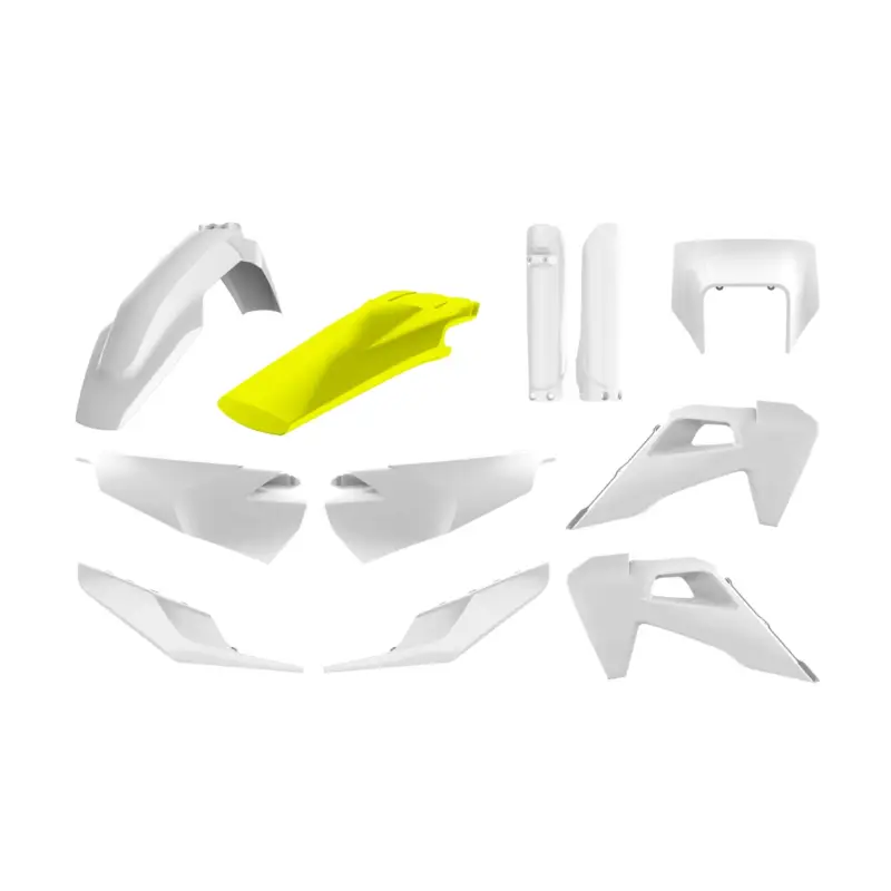 POLISPORT kompletní sada plastů (FULL KIT) HUSQVARNA TE/FE TPI 20-23 v sadě kryt předního světla (8668700001) a kryty tlumičů (8398900007) barva bílá Poslední Šance