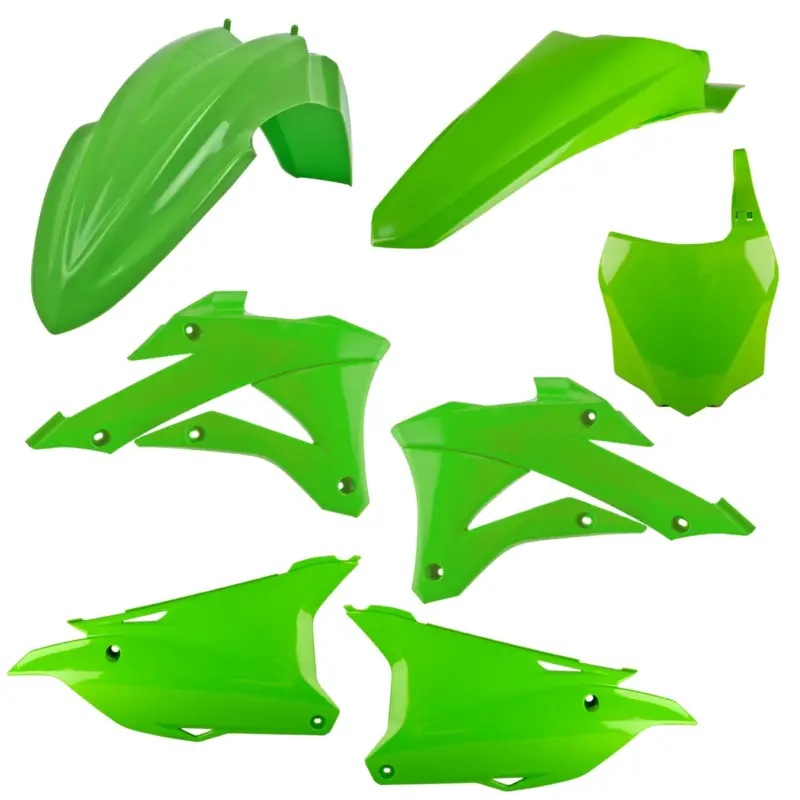 Bezpečná Platba POLISPORT kompletní sada plastů KAWASAKI KX 85 22-25; KX 100 22-25; KX 112 22-25 v sadě tabulka přední (8662900001) barva zelená