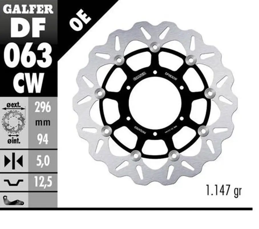 GALFER přední brzdový kotouč HONDA CBR 600F4 i SPORT 01-10; CB 900 HORNET 01-; VTX 1800C 01- (WAVE FLOATING) (296X94X5mm) Akční Cena