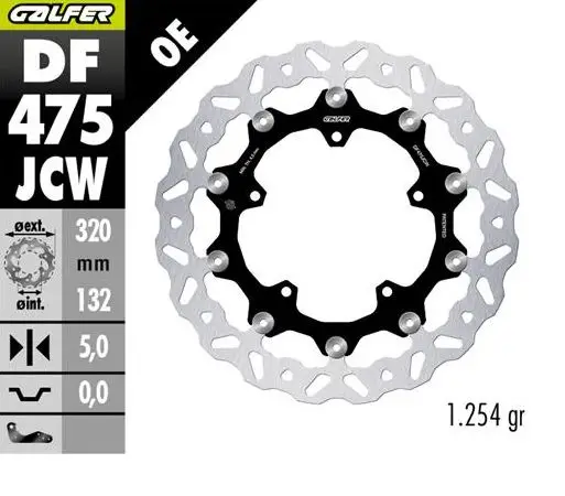 GALFER přední brzdový kotouč YAMAHA MT-10 17-; YZF -R6 17-23; YZF-R9 25; FZ 1 06; YZF-R1 04-23; V MAX 1700 09- (WAVE FLOATING) (320X132X5mm) Nízká Cena