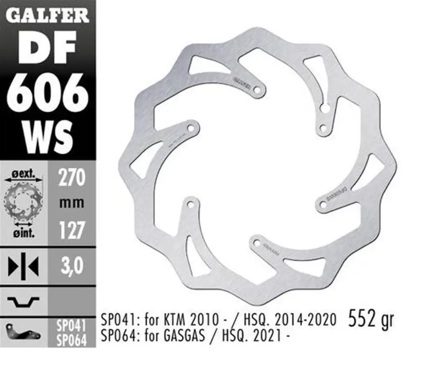 GALFER přední brzdový kotouč KTM SX/EX, HUSABERG,HUSQVARNA,GAS GAS WAVE (270X127X3mm) Omezená Nabídka