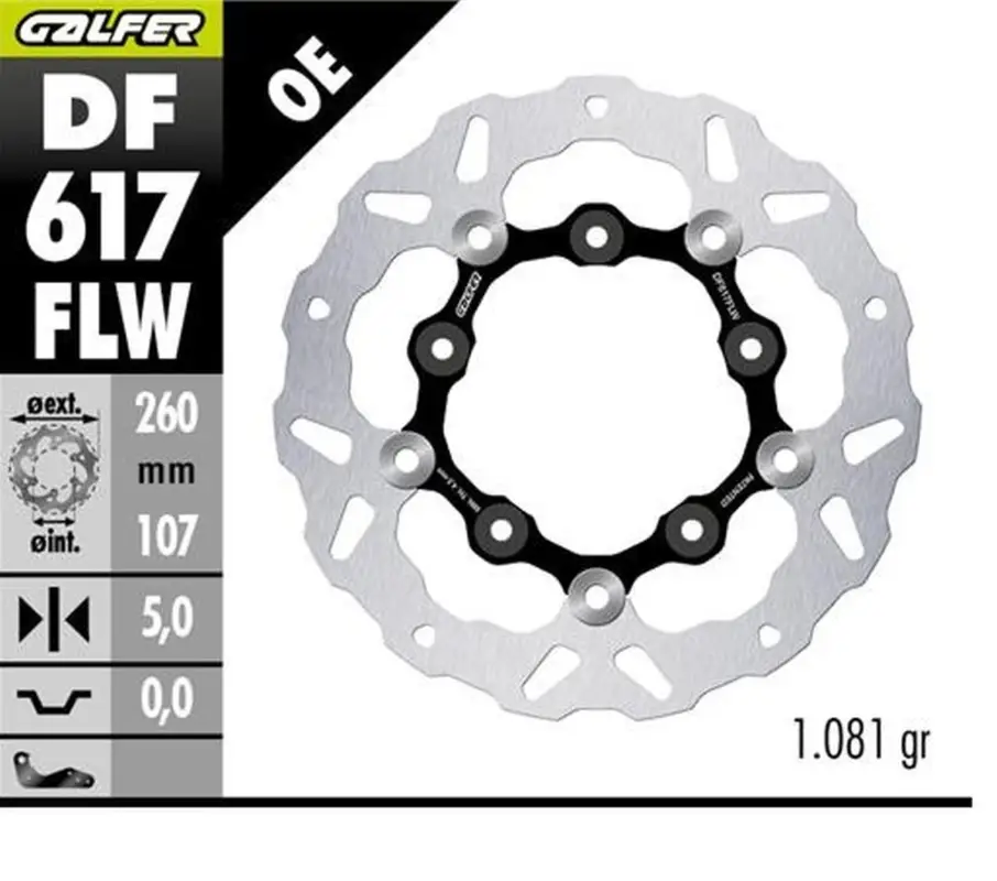 GALFER brzdový kotouč zadní KTM 890SMT 23-25 (WAVE FLOATING) (260X107X5mm) Nejlepší Volba