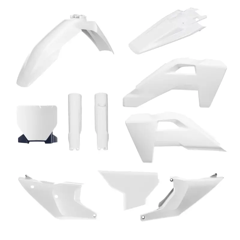 Akční Nabídka POLISPORT kompletní sada plastů (FULL KIT) HUSQVARNA TC/FC/TX/FX 25-26, KTM EXC/EXC-F/XC-W/XC-WF 24-25 v sadě kryt světla (8671700001) a kryty tlumičů (8352500001) barva bílá OEM