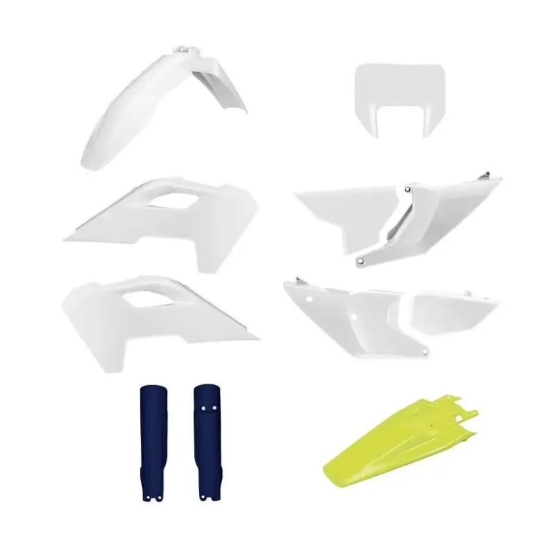 Nízká Cena POLISPORT kompletní sada plastů (FULL KIT) HUSQVARNA TE/FE 24-25 v sadě kryt předního světla (8681500001) a kryty tlumičů (8352500008) barva bílá světle modrá OEM 24