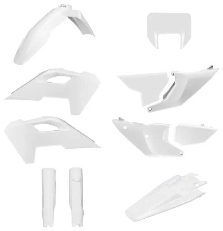 Nízká Cena POLISPORT kompletní sada plastů (FULL KIT) HUSQVARNA TE/FE 24-25 v sadě kryt předního světla (8681500001) a kryty tlumičů (8352500001) barva bílá