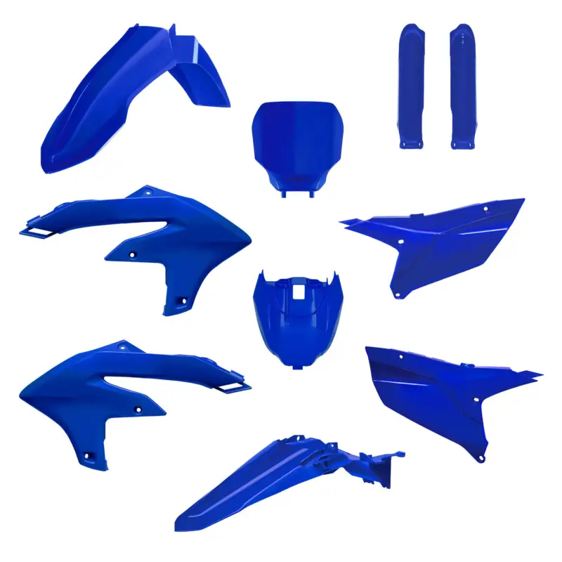 Značkový POLISPORT kompletní sada plastů (FULL KIT) YAMAHA YZ 250F 24-25; YZ 450F 23-25 v sadě tabulka přední (8680900001) a kryty tlumičů (8352300009) barva modrá