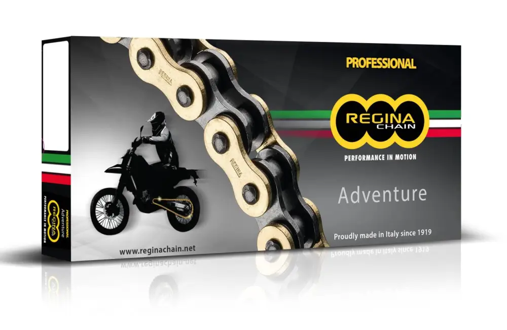 Poslední Šance REGINA hnací řetěz 520ZRE (114 článků) Z-RING ENDURO do 650ccm (zlatá) včetně spojek (135ZRE/1005)