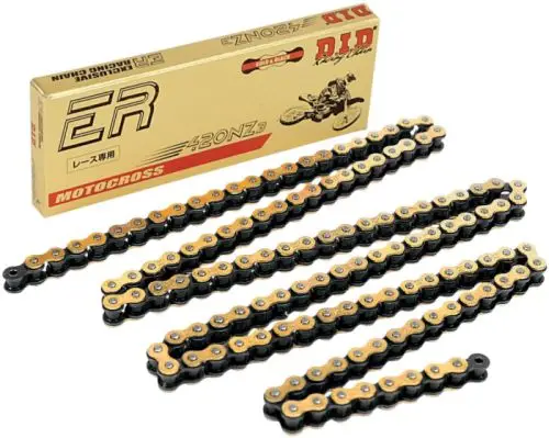 Ověřený DID hnací řetěz 420NZ3GB-126 (126 článků) bez O-kroužků zlatý (rozpojený + spojka)