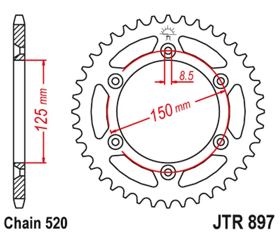 Finální Výprodej JT řetězové kolečko zadní 899 50 hliníkové RACElité KTM SX/EXC/LC4 (91-25) (89950JTA) (řetěz 520) barva modrá