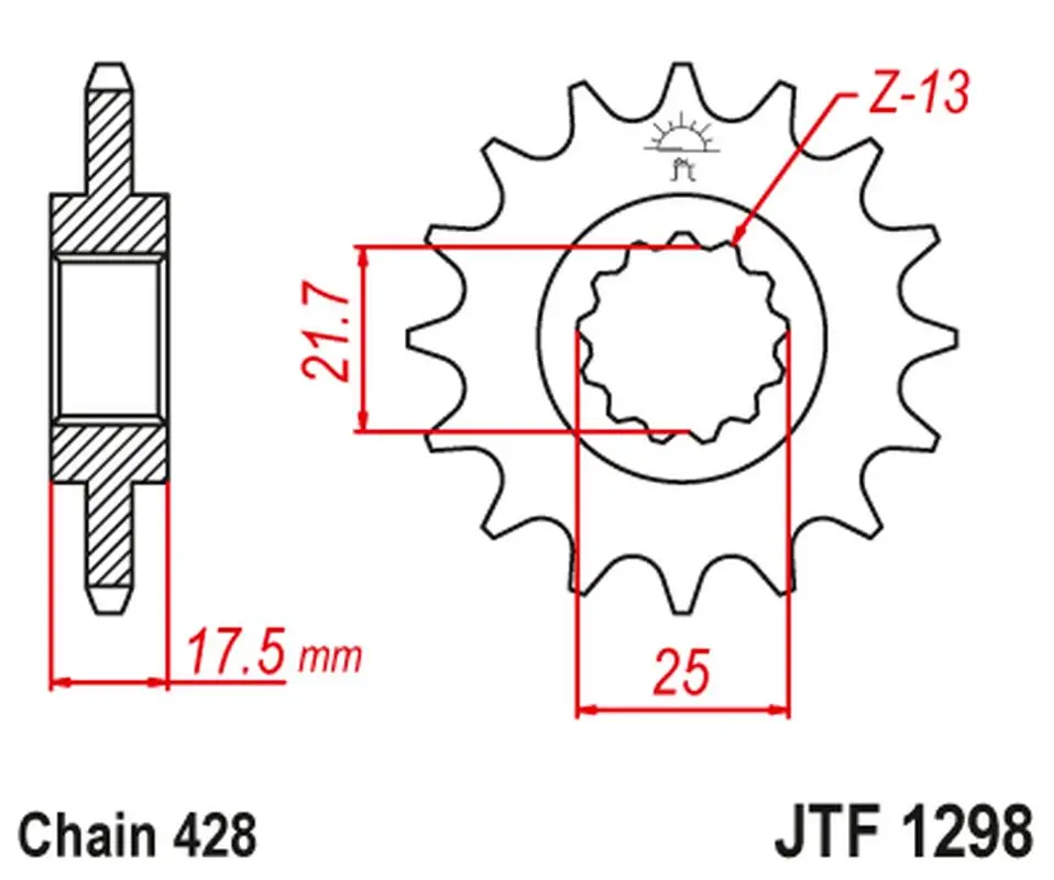 Nízká Cena JT řetězové kolo přední 2048 17 HONDA CBR 250 '90-00' VT/VTR 250 '89-90' (204817JT)