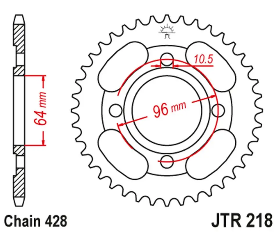 JT zadní řetězové kolečko 4521 44 HONDA CG 125 '00-06 (452144JT) (řetěz 428) Aktuální