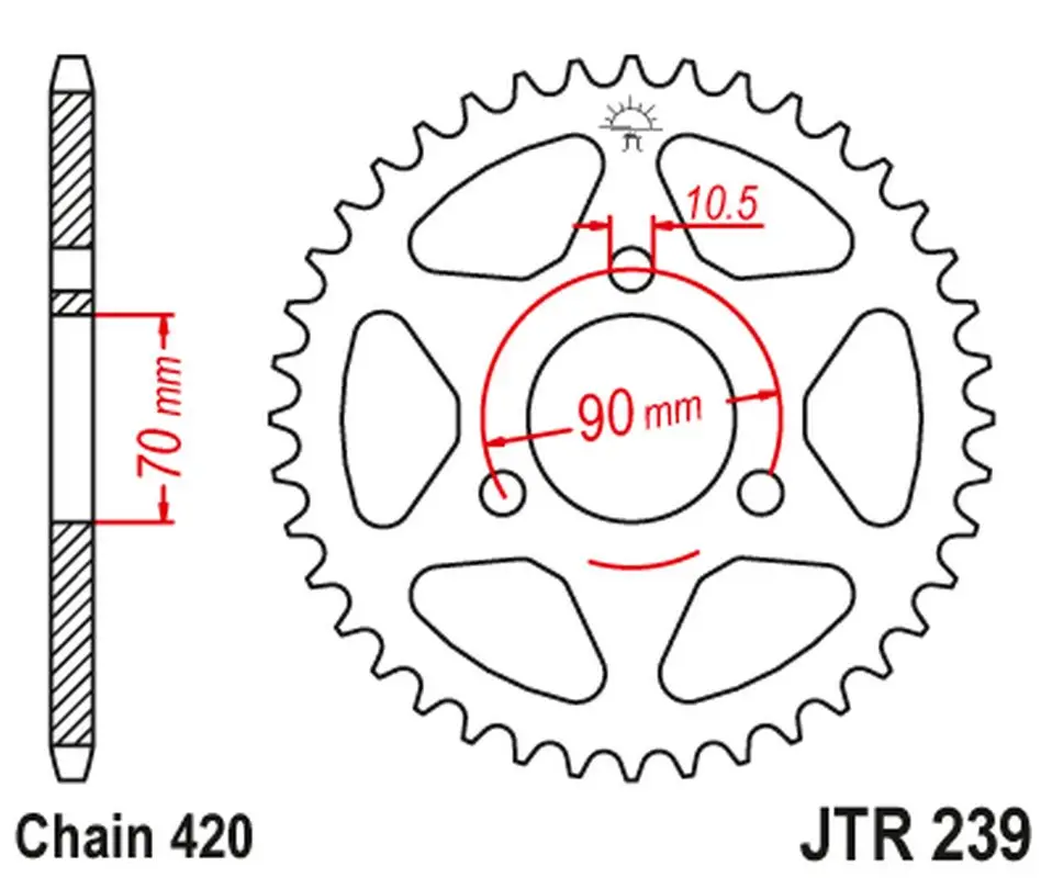 JT zadní řetězové kolečko 239 43 HONDA MTX 80R '83-'86, MBX 50 (23943JT) Levný