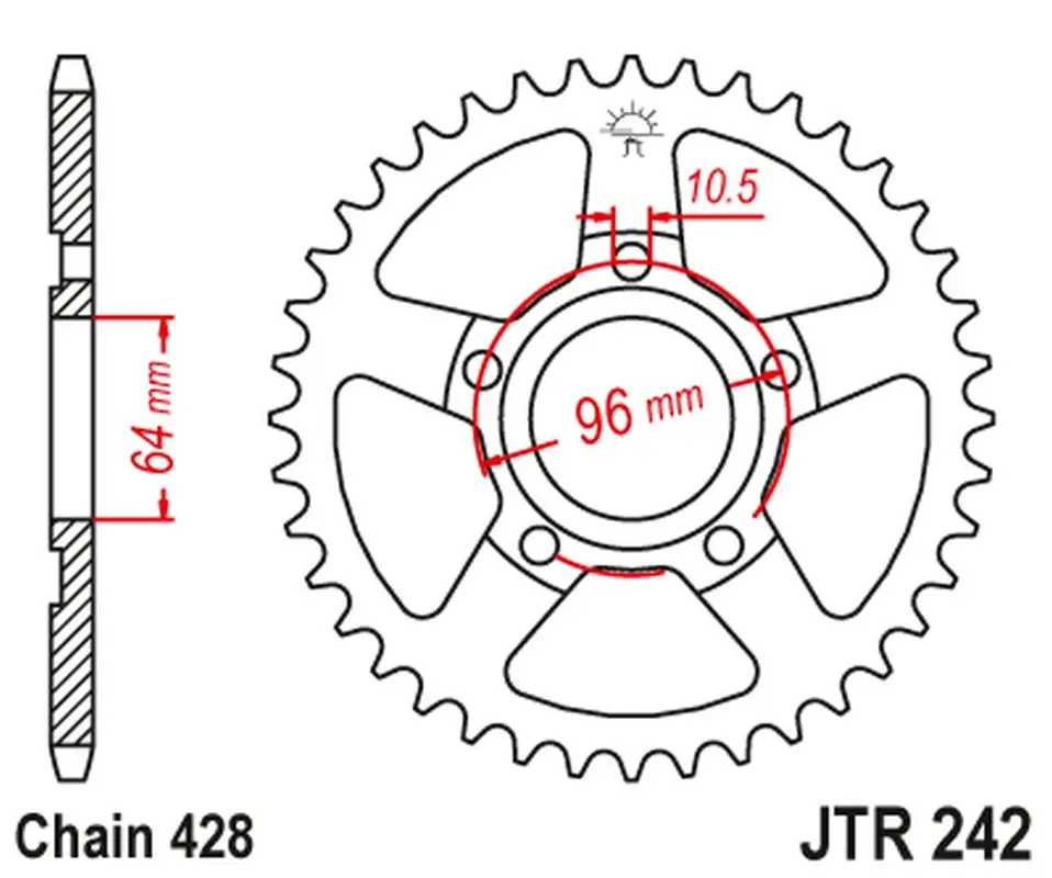 JT zadní řetězové kolečko 242 50 HONDA XL 125 R '82-87' (24250JT) Kup Teď