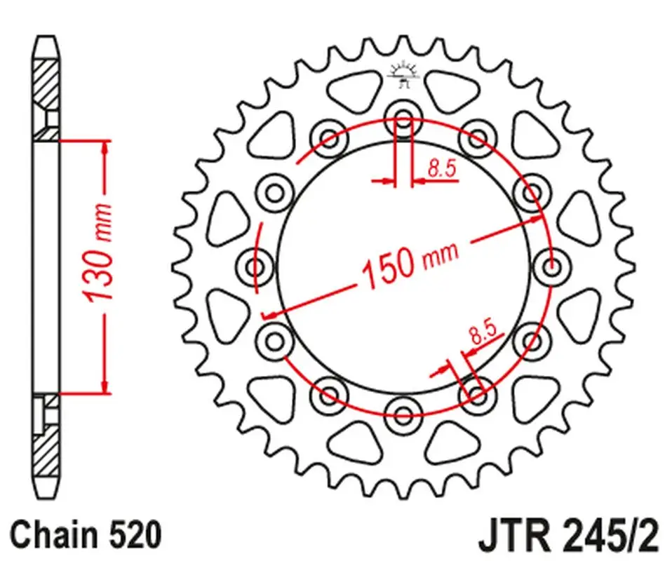 JT zadní řetězové kolečko 270 42 YAMAHA YZ/YZF/WRF '99-'24 (27042JT) (JTR245/2.42) Nová Kolekce
