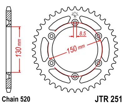 JT řetězové kolo zadní 270 43 HONDA XL 500R '82 (J27043JT) (řetěz 520) Dokud Zásoby Vydrží