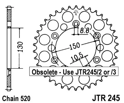 JT řetězové kolo zadní 270 46 YAMAHA WR 250R '08-'20 (27046JT) (řetěz 520) Autentický