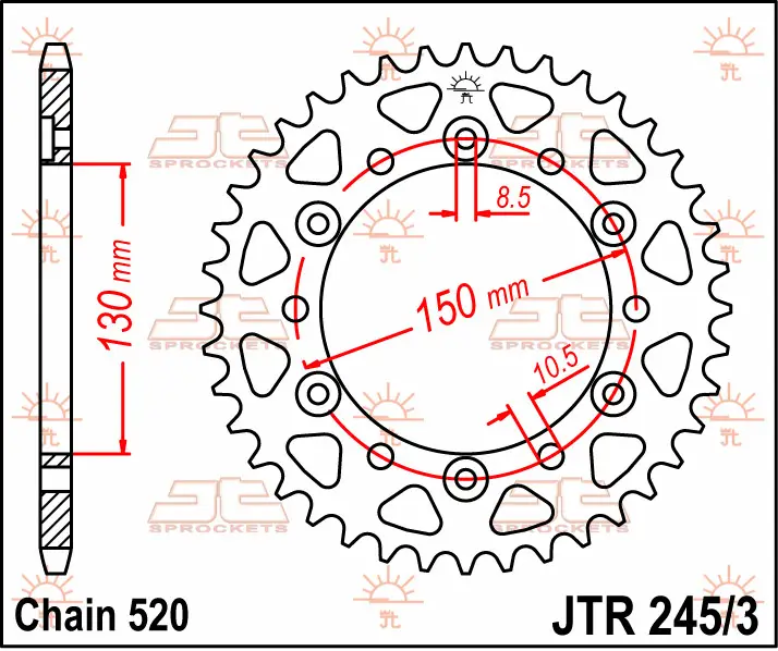 Top Prodej JT zadní řetězové kolo 4309 45 HONDA NX 650 '88-'90 (430945JT) (řetěz 520)