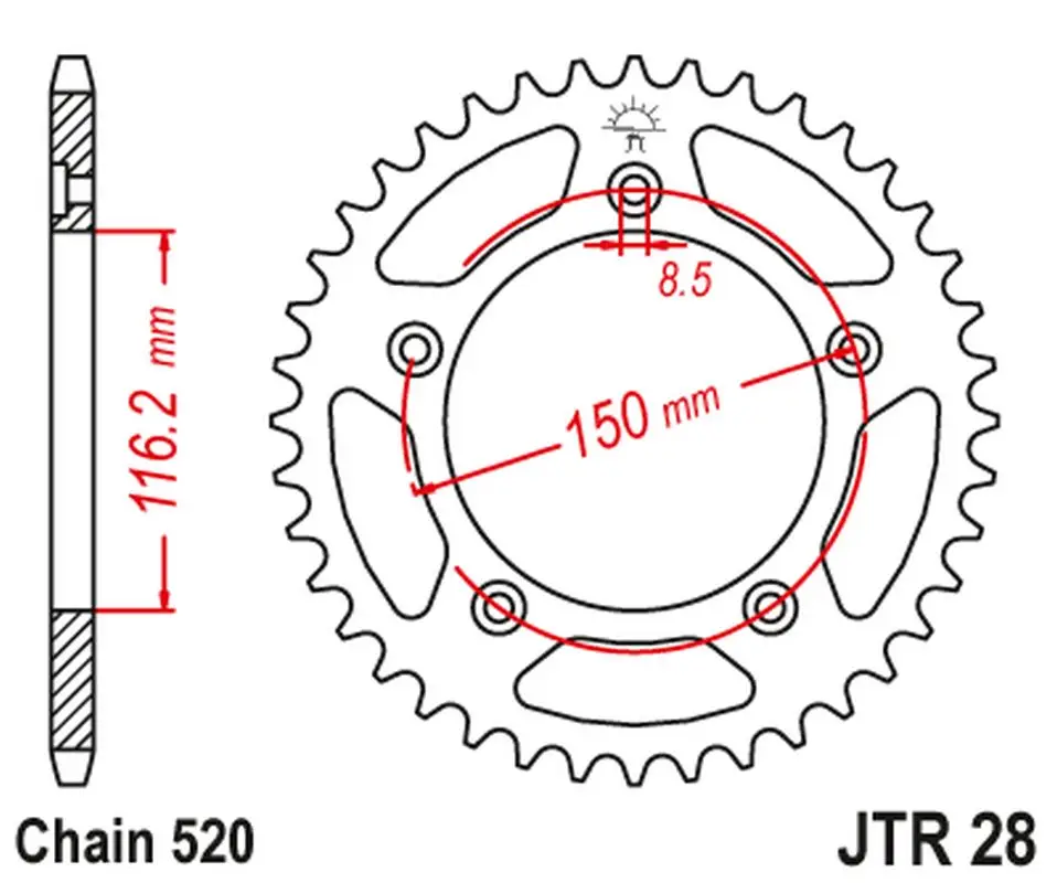 Top Prodej JT zadní řetězové kolečko 4329 42 APRILIA RS 250 '95-04' (432942JT) (řetěz 520)