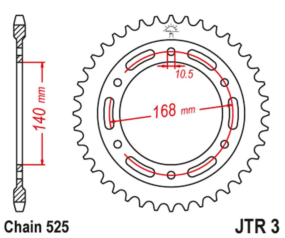 JT zadní řetězové kolečko 4613 47 BMW F 800 R '09-'20 (otvor na šroub 10,5MM) (461347JTZBK) (řetěz 525) barva černá Přímo Od Výrobce