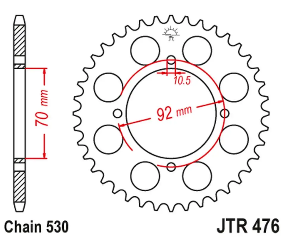 Nová Kolekce JT zadní řetězové kolečko 476 33 KAWASAKI GPZ 250 '83-85', Z 250/400/440/500/550 '78-85' (47633JT) (řetěz 530)