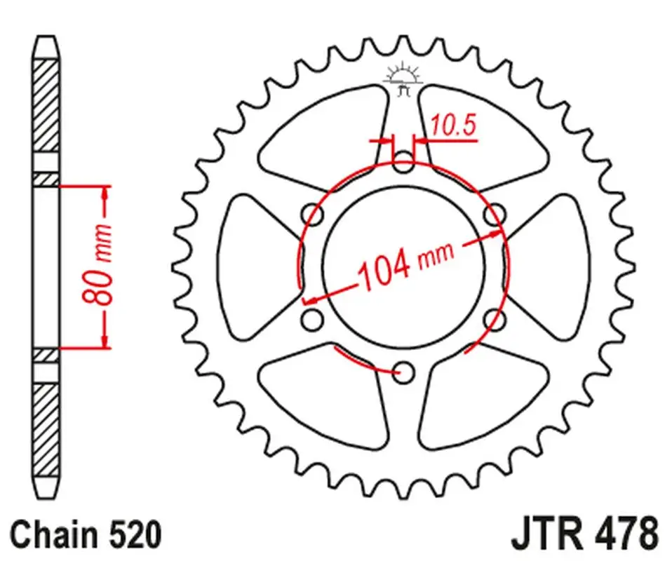 Nejlepší Volba JT rozeta 478 45 KAWASAKI ZX6R (05-20), Z750 (04-12) (může být nahrazená 4578 43 JTR1478.45) (řetěz 520) barva černá (47845JTZBK)