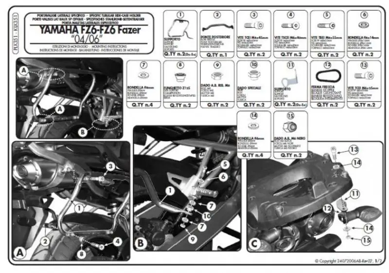 Výhodná Nabídka KAPPA boční nosič kufrů MONOKEY SIDE YAMAHA FZ6 / FAZER (04-06) - pouze pod kufry K33N K'ROAD