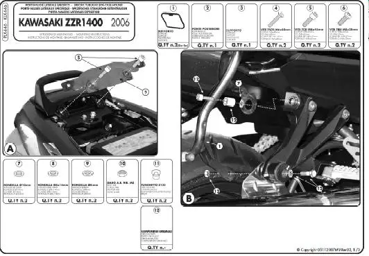 Rychlé Dodání KAPPA boční nosič kufrů MONOKEY SIDE KAWASAKI ZZR 1400 (06-11) ZX 14 (06-11) - pouze pod kufry K33N K'ROAD